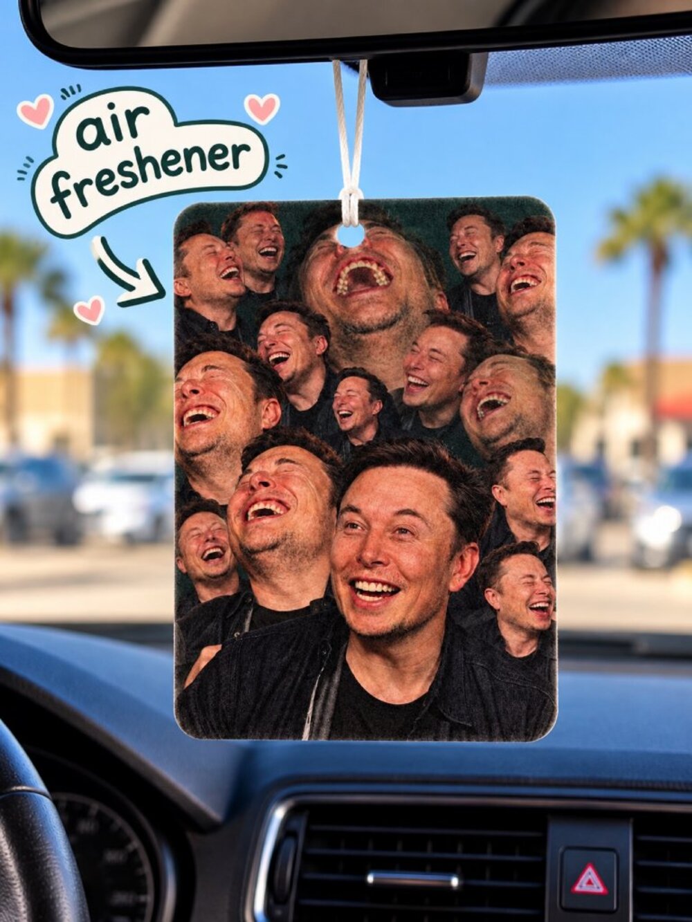 Elon Musk Laughing Funny Meme Car Air Freshener – Hanging Car Accessory